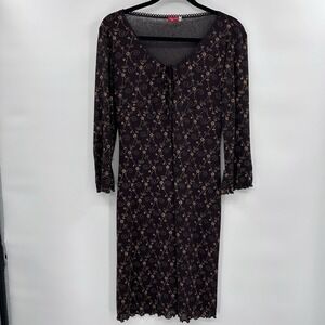 VTG Ruby Rox Womens‎ Y2K Floral Babydoll Dress Size L Brown Forest Fairy Grunge